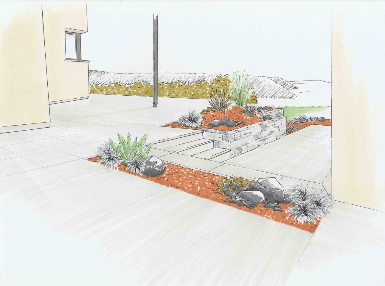 TERRASSE DALLE ET MASSIF | Au Jardin de la Coline Conception Thaon-les-Vosges 27